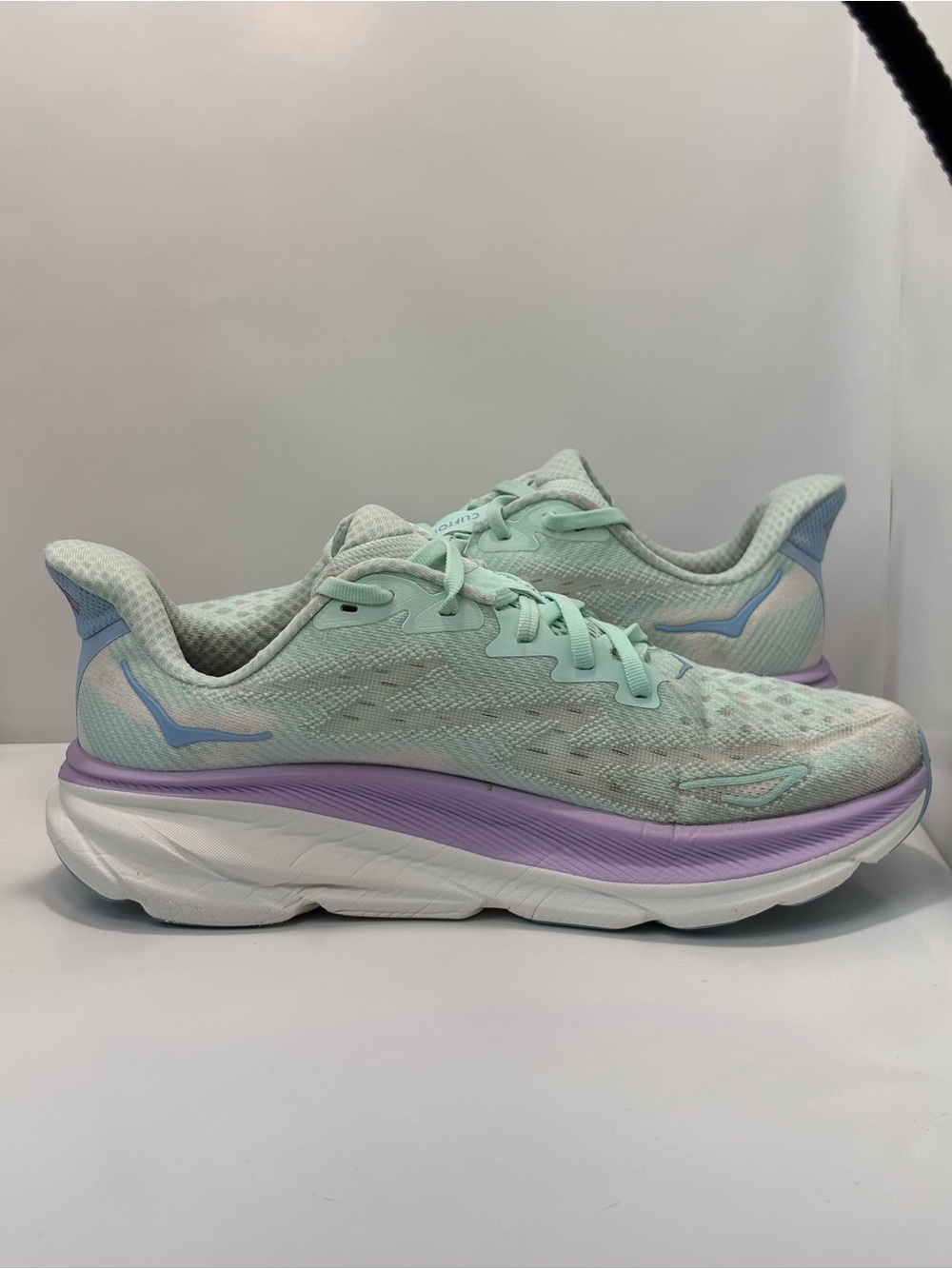Hoka Clifton 9 Women's Size 10B Running Shoes Mint Green/Purple/White Sneakers - Picture 10 of 16